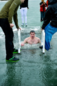 guy plunging into the ice