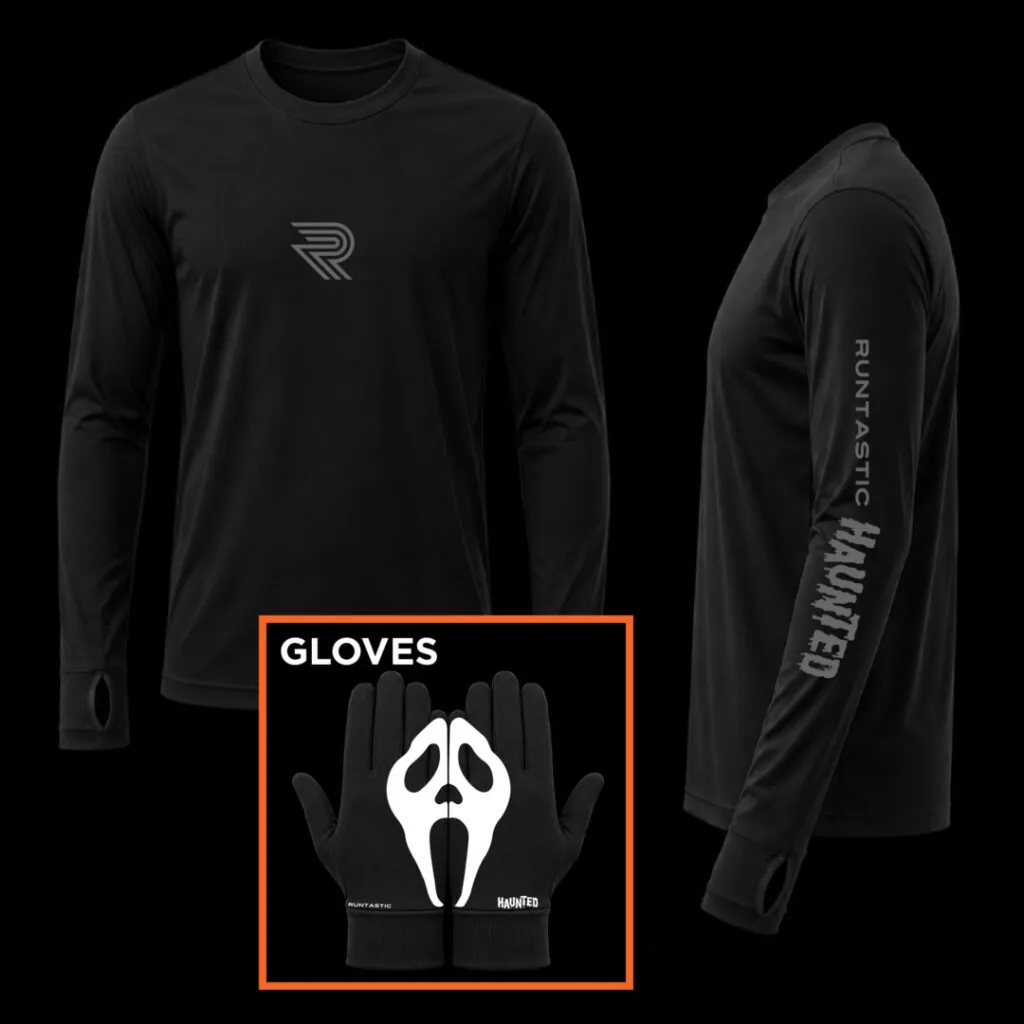 Runtastic HAUNTED 2026 Black Race Shirt and Black Gloves in Utah