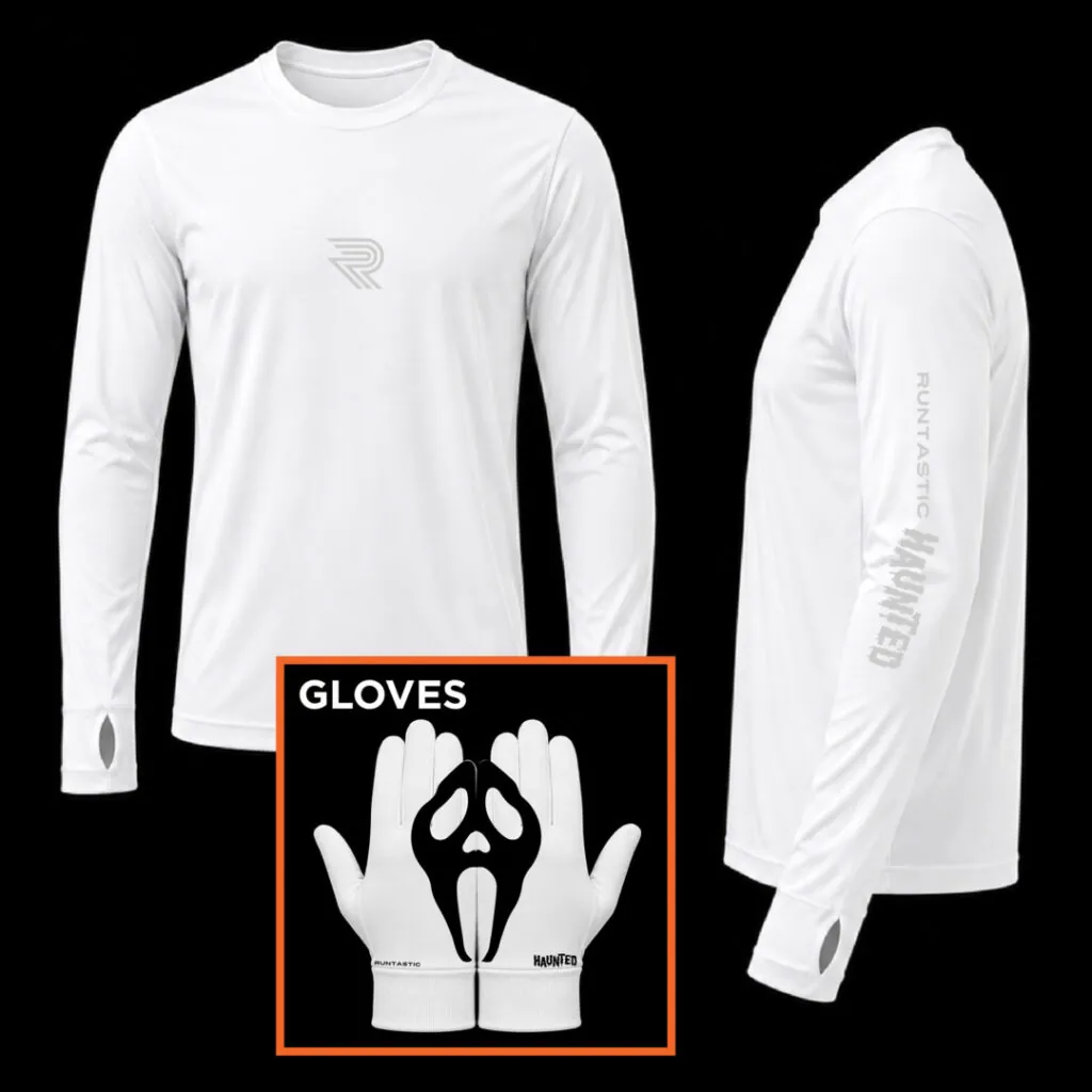 Runtastic HAUNTED 2026 White Race Shirt and White Gloves in Utah