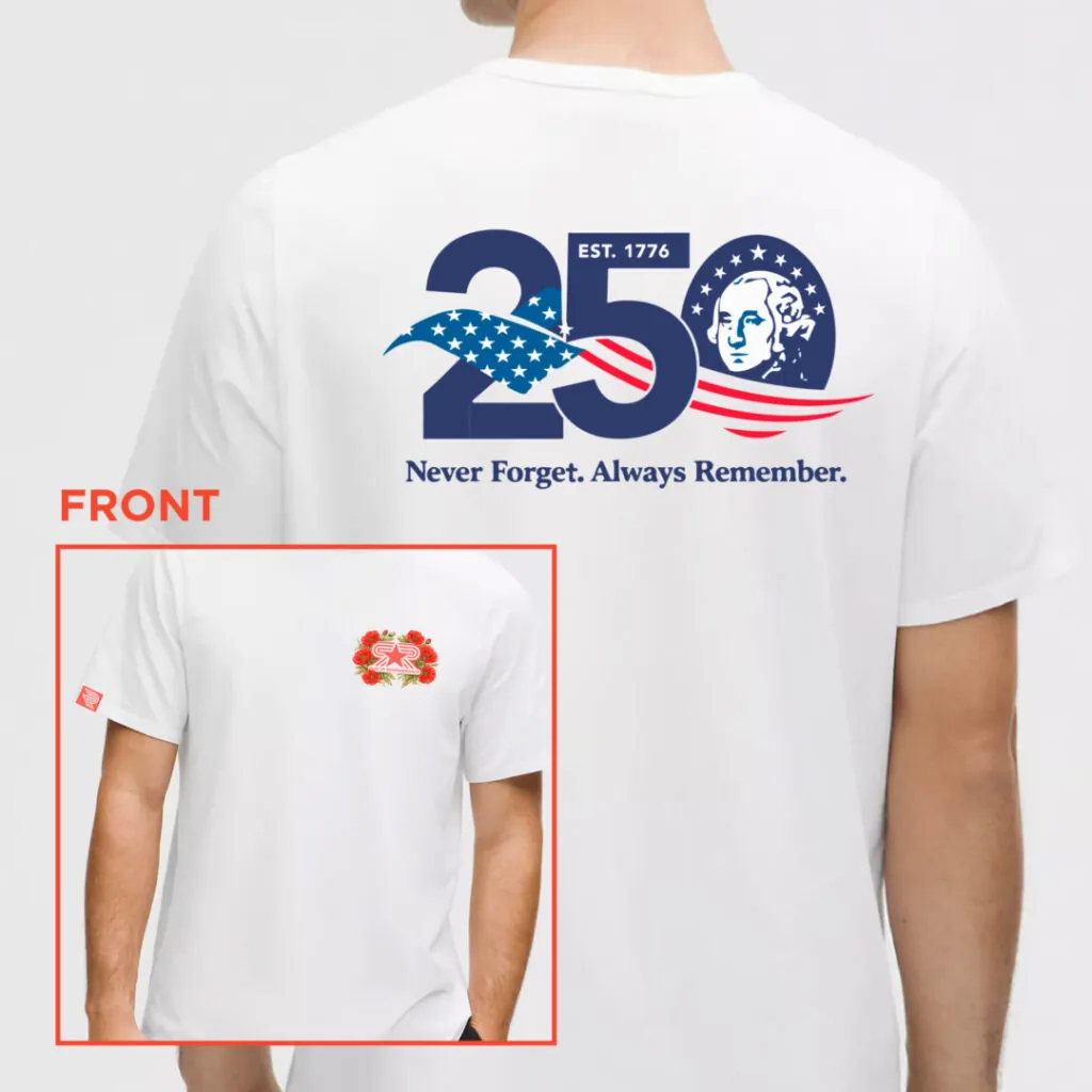 Runtastic Run of Remembrance 2026 Race Shirt Image of a man wearing a Runtastic Run of Remembrance 2026 Race Shirt